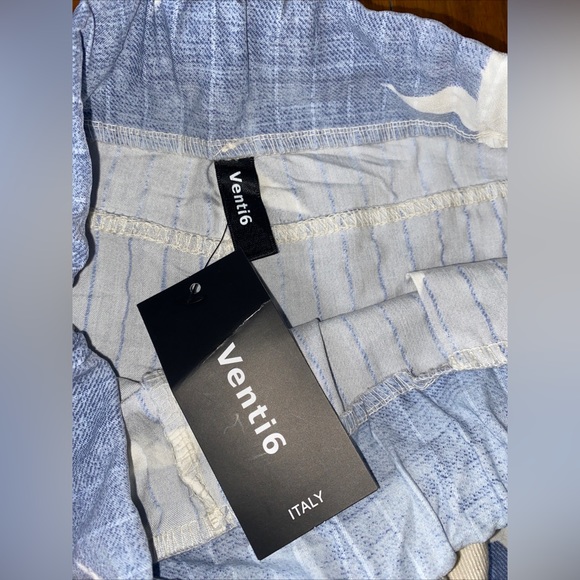 NWT Venti6 Italy Rare Blue White Stars Stripe Textured Skinny Thin Pants Size S - Picture 6 of 15